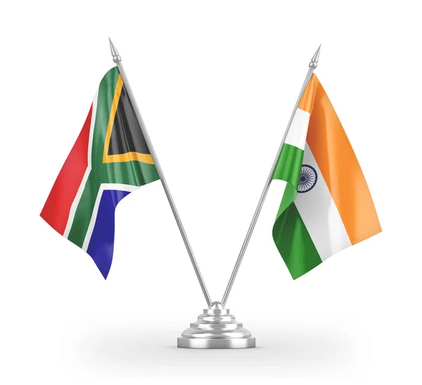 India és Dél-Afrika tábla zászlók elszigetelt fehér 3d renderelés — Stock Fotó