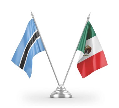 Mexico and Botswana table flags isolated on white 3D rendering 