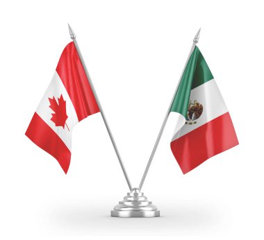 Mexico and Canada table flags isolated on white 3D rendering 