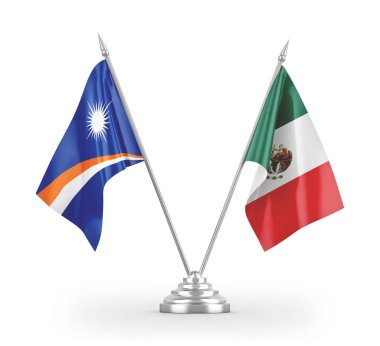 Mexico and Marshall Islands table flags isolated on white 3D rendering