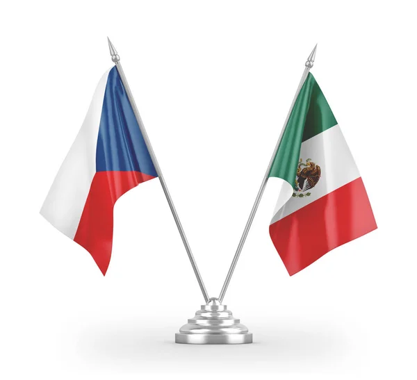 Mexico and Czech Republic table flags isolated on white 3D rendering — Stock Photo, Image