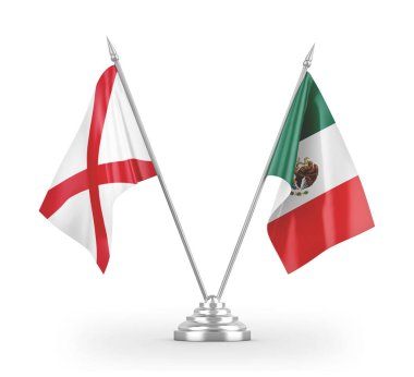 Mexico and Northern Ireland table flags isolated on white 3D rendering
