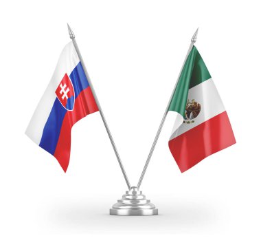 Mexico and Slovakia table flags isolated on white 3D rendering