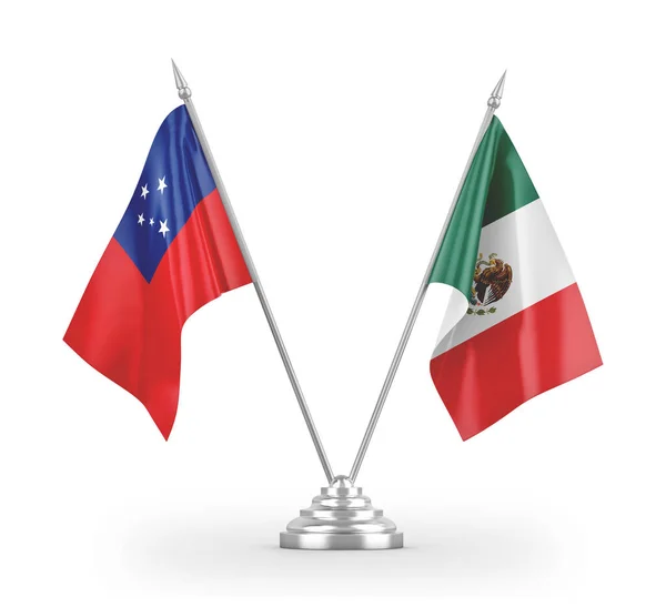 Mexico and Samoa table flags isolated on white 3D rendering — Stockfoto