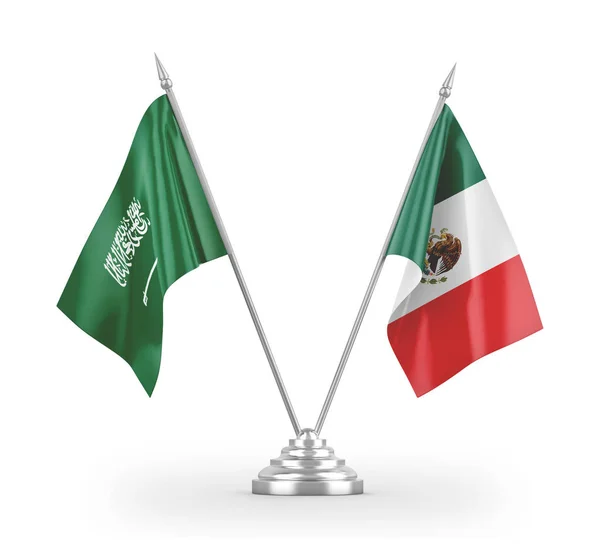 Mexico and Saudi Arabia table flags isolated on white 3D rendering — Stock Photo, Image