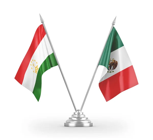 Mexico and Tajikistan table flags isolated on white 3D rendering — Stock Photo, Image