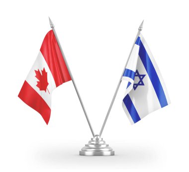 Israel and Canada table flags isolated on white 3D rendering