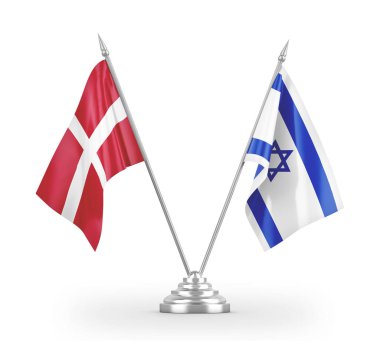 Israel and Denmark table flags isolated on white 3D rendering