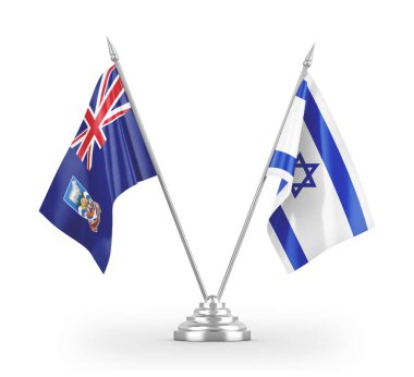Israel and Falkland Islands table flags isolated on white 3D rendering
