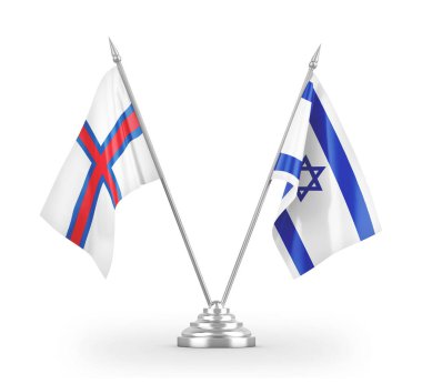 Israel and Faroe Islands table flags isolated on white 3D rendering