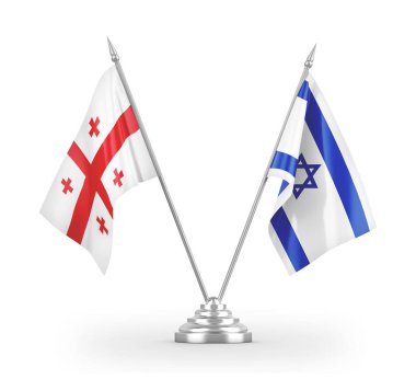 Israel and Georgia table flags isolated on white 3D rendering
