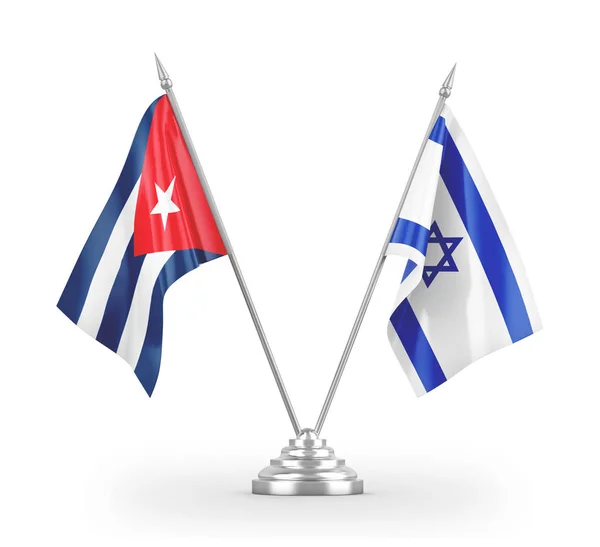 Ізраїль і Куба настільні прапори ізольовані на білому 3d рендерингу — стокове фото