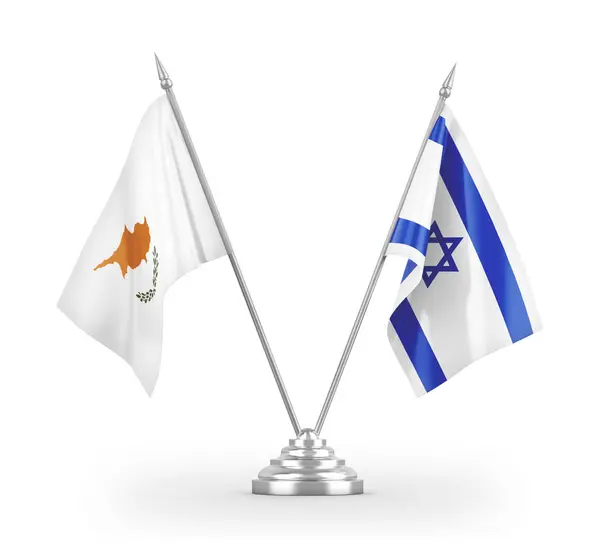 Israel and Cyprus table flags isolated on white 3D rendering — Stock Photo, Image