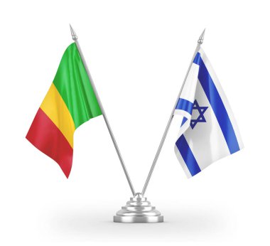 Israel and Mali table flags isolated on white 3D rendering