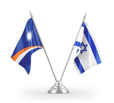 Israel and Marshall Islands table flags isolated on white 3D rendering
