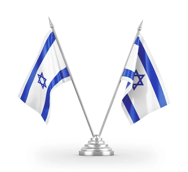 Banderas de mesa Israel aisladas en renderizado 3D blanco — Foto de Stock