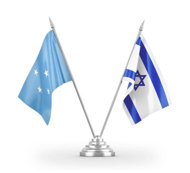 Israel and Micronesia table flags isolated on white 3D rendering