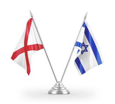 Israel and Northern Ireland table flags isolated on white 3D rendering