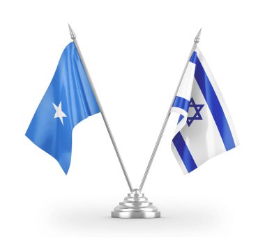 Israel and Somalia table flags isolated on white 3D rendering