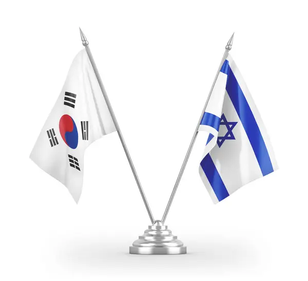 Таблиці Ізраїлю та Південної Кореї ізольовані на білому 3d рендерингу — стокове фото