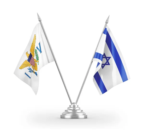 Israel and Virgin Islands United States table flags isolated on white 3D rendering — Stock Photo, Image