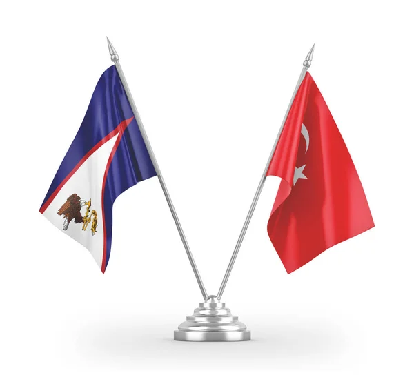Turki dan Amerika Samoa tabel bendera terisolasi pada render 3D putih — Stok Foto
