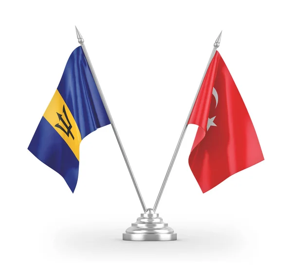 Flag tabel Turki dan Barbados terisolasi pada render 3D putih — Stok Foto