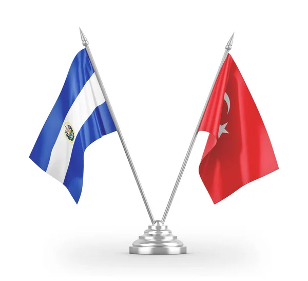 Flag tabel Turki dan El Salvador terisolasi pada render 3D putih — Stok Foto