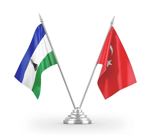 Flag tabel Turki dan Lesotho terisolasi pada render 3D putih — Stok Foto