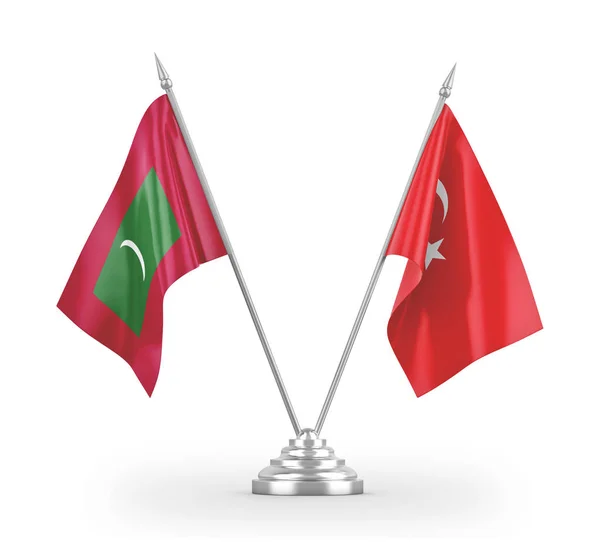 Flag tabel Turki dan Maladewa diisolasi pada render 3D putih — Stok Foto