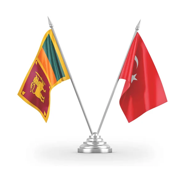 Bendera tabel Turki dan Sri Lanka diisolasi pada render 3D putih — Stok Foto