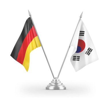 Güney Kore ve Almanya 'nın bayrakları beyaz 3D görüntülerde izole edildi
