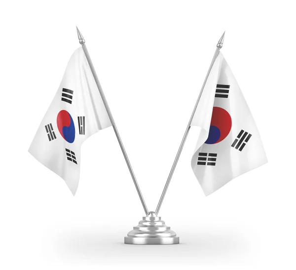South Korea table flags isolated on white 3D rendering — ストック写真