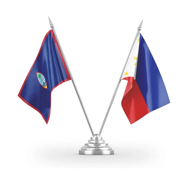 菲律宾和关岛的桌旗在白色3D渲染上隔离 — 图库照片