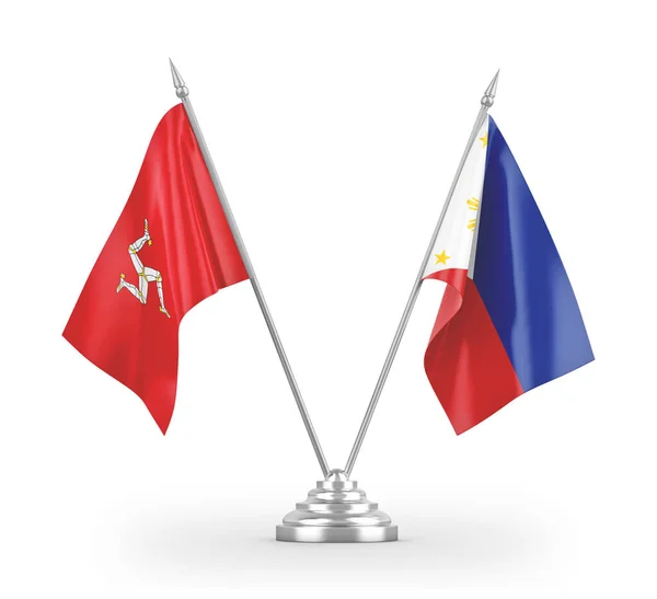 Fülöp-szigetek és Isle of Mann tábla zászlók elszigetelt fehér 3d renderelés — Stock Fotó