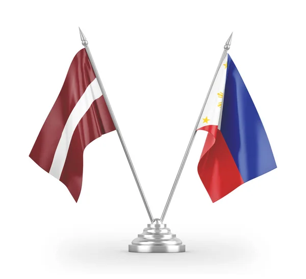 Filipíny a Lotyšsko tabulky vlajky izolované na bílém 3D vykreslování — Stock fotografie