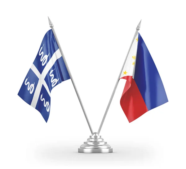 Fülöp-szigetek és Martinique kígyóasztal zászlók elszigetelt fehér 3d renderelés — Stock Fotó