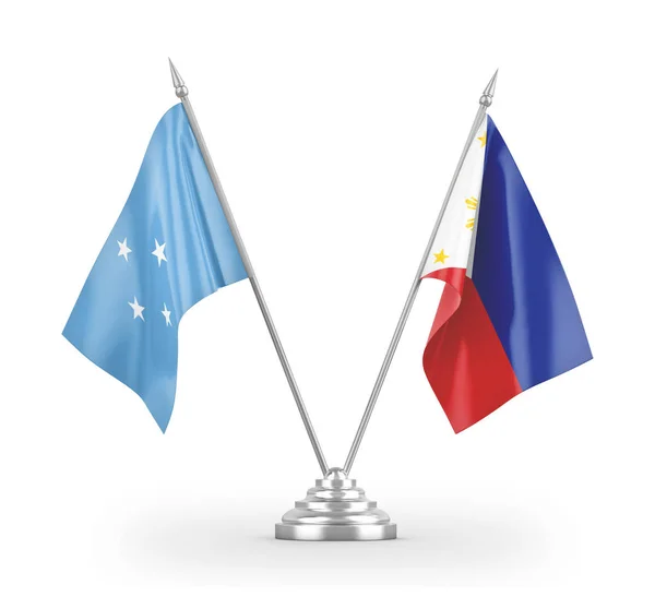 Filippijnen en Micronesië tafelvlaggen geïsoleerd op witte 3d rendering — Stockfoto