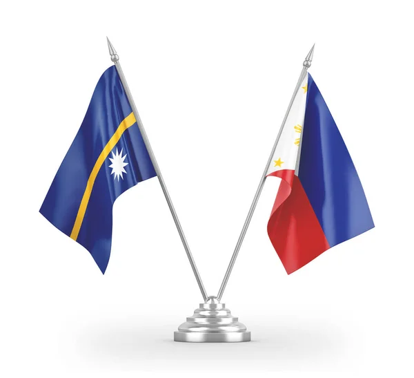Filippijnen en Nauru tafelvlaggen geïsoleerd op witte 3d rendering — Stockfoto