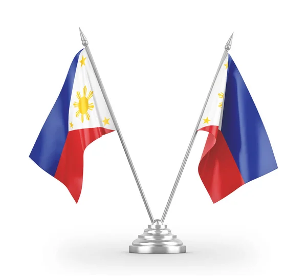 Filipinas banderas de mesa aisladas en la representación 3D blanco —  Fotos de Stock