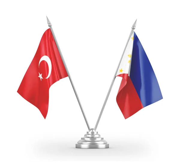 Filippijnen en Turkije tafelvlaggen geïsoleerd op witte 3d rendering — Stockfoto