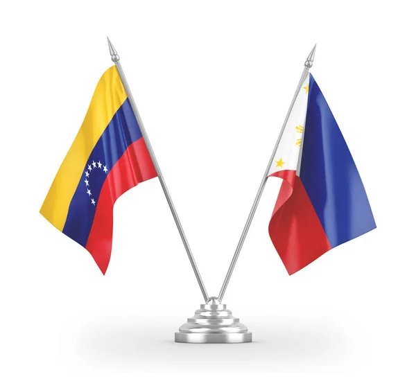 Filipine și Venezuela steaguri de masă izolate pe redare 3D albă — Fotografie, imagine de stoc