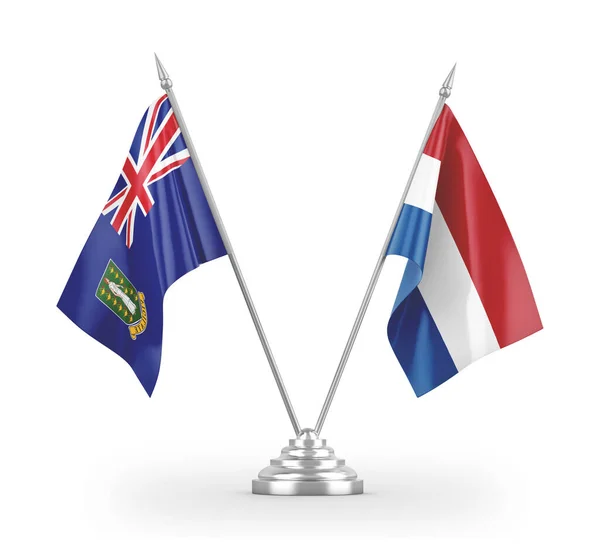 Paesi Bassi e Isole Vergini Bandiere britanniche isolate su rendering 3D bianco — Foto Stock