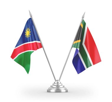 South Africa and Namibia table flags isolated on white 3D rendering