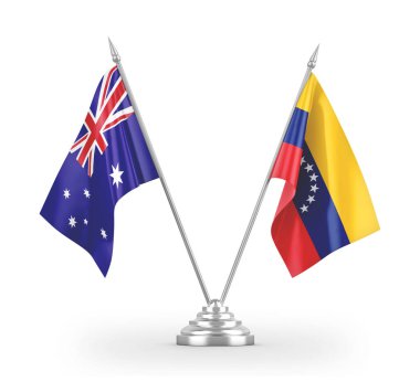 Venezuela and Australia table flags isolated on white 3D rendering 
