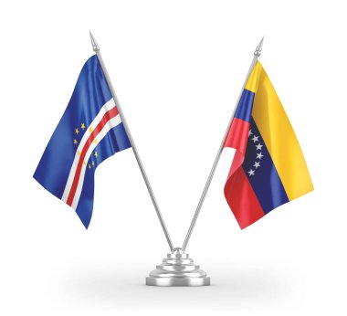 Venezuela and Cape Cabo Verde table flags isolated on white 3D rendering 