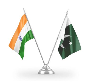 Pakistan ve Hindistan 'ın bayrakları beyaz 3D görüntülerde izole edildi