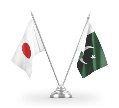 Pakistan ve Japonya 'nın bayrakları beyaz 3D görüntülerde izole edildi