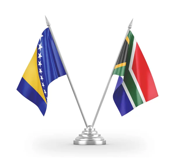 Dél-Afrika és Bosznia-Hercegovina tábla zászlók elszigetelt fehér 3d renderelés — Stock Fotó