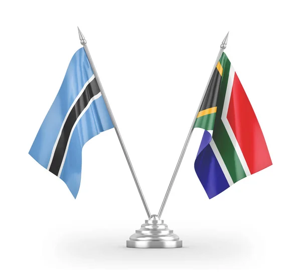 South Africa and Botswana table flags isolated on white 3D rendering — 스톡 사진